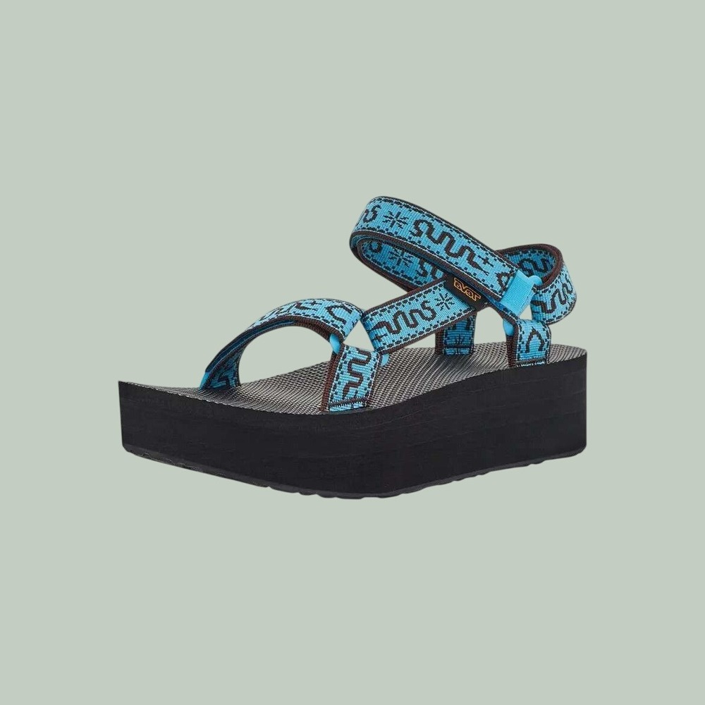 Teva Universal Flatform Sandals Bright Aqua Bandana Women's 9 NEW